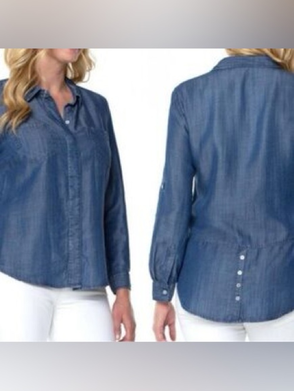 Liverpool Ponderosa Chambray Top - Picture 2 of 5
